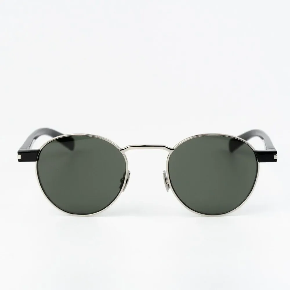 NEW Saint Laurent SL707 001 Silver Havana Grey Oval Unisex Sunglasses